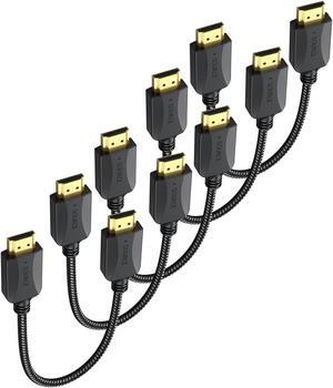 Short HDMI Cables 1 Ft 5-Pack Thin 4K HDMI Cables Braided- High Speed HDMI 2.0 Cable Male to Male Flexible with Ethernet 4K@60hz HDR 3D ARC & CL3 Rated