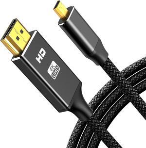 4K Micro HDMI to HDMI Cable Adapter 3FT Black Micro HDMI Cable Nylon Braid (Male to Male) 8K/4K@60HZ/3D Grey Compatible with Hero 8/7/6/5 Raspberry Pi 4 A6000 A6300 Nikon Camera