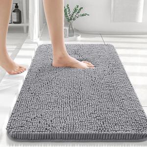 Bathroom Rugs 30x20 Extra Soft Absorbent Chenille Bath Rugs Non-Slip Dry Quickly Machine Washable Bath Mats for Bathroom Floor Tub and Shower Grey