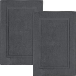 Cotton Banded Rug Bath Mats [Not a Bathroom Rug] 21x34 Inches 100% Ring Spun Cotton - Highly Absorbent and Machine Washable Shower Bathroom Floor Mat Charcoal Grey 2 Pack
