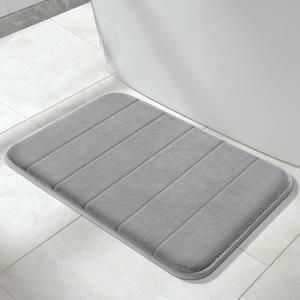 Memory Foam Bath Mat Rug 24 x 17 Inches Comfortable Soft Super Water Absorption Machine Wash Non-Slip Thick Easier to Dry for Bathroom Floor Rugs Gray