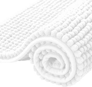 Bathroom Rugs Chenille Bath Rug Soft Short Plush Bath Mat Soft Shower Mat Water Absorbent Shower Mat Quick Dry Machine Washable(White 20 x 32)