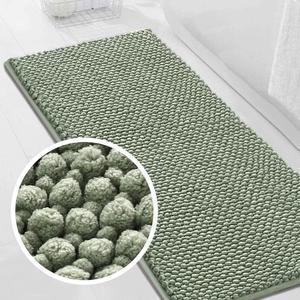 Bath Rug Runner Chenille Bath Rugs for Bathroom Non Slip Sage Bathroom Rug Bath Mat Soft Water Absorbent Thick Shaggy Floor Mats Shag Area Rug for Bathroom 47 X 20 Sage