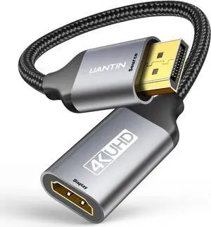 Display Port to HDMI 4K Adapter | Braided DP DisplayPort Male to HDMI Female Uni-Directional Converter for PC  HP AMD NVIDIA Laptop HDTV Monitor and Other Passive