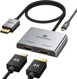 DisplayPort to Dual HDMI Adapter (4K@60Hz) DP to HDMI Splitter for Dual Monitors Extended Display MST Display Port to HDMI 1 in 2 Out Hub for PC Graphics Card