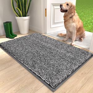 Door Mat Indoor 20 x 32 Entryway Rug Dirt Trapper Door Mats Non-Slip Machine Washable TPR Rubber Absorbent Door Mats Great for Entryway Garden Hallway Grey