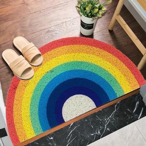 Rainbow Welcome Mat Half Circle Doormat for Front Door 15.7x31.5 Non Slip Absorbent Door Mat for Home Entrance Christmas Decorative Carpet Soft Area Rug Semi Circle Bath mat