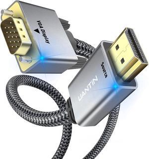 HDMI to VGA Cable Adapter 6FT |Anti-Interference Gold-Plated Plugs| 1080P Uni-Directional HDMI (Source) to VGA (Monitor) Braided Cord (Male to Male) for PC Laptop Xbox Graphics Card