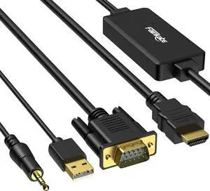 VGA to HDMI Cable with Audio 1080P HD VGA to HDMI Adapter Cable 6 Feet for Computer/Laptop to HDMI Monitor/TV