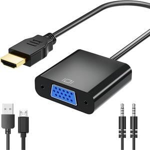 Gold-Plated HDMI to VGA Adapter 1080P Video Converter Male to Female with 3.5mm Audio Port and miniUSB to USB port for PC Laptop DVD Monitor Projector HDTV Chromebook Raspberry Pi and More