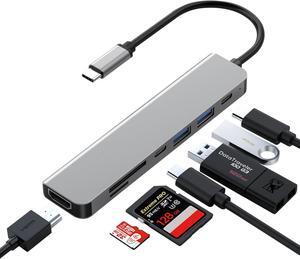 USB C Hub 7 in 1 USB C Docking Station with 4K HDMI 100W PD 3 5Gbps Data Ports(1 USB-C & 2 USB 3.0) TF/SD Card Reader USB Hub for Laptop MacBook Pro/Air/Mac//HP///Steam Deck