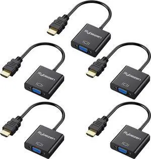 HDMI to VGA Adapter 5 Pack Gold-Plated HDMI to VGA Converter (Male to Female) Compatible for Computer Laptop PC Monitor Projector HDTV Chromebook Raspberry Pi  Xbox and More