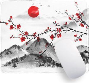 Watercolor Cherry Blossom Mouse Pad Gaming Mousepad Large Japanese Sakura Mouse Mat with Stitched Edge Small Desk Pad for Wireless Mouse 10.28.30.12 Inch Non-Slip Rubber Base Office Gaming Working
