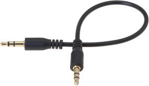 Short Audio Cable - 0.6ft - 3 5mm - AUX Cord for car TV or Phone - Male to Male - Black
