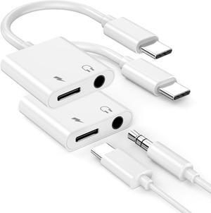 Headphone Adapter for iPhone - 2 Pack USB Type C to Aux Audio Jack Adapter with PD 60W Fast Charging Dongle for iPhone 16/16 Plus Max/15/15 Plus Max iPad Pro