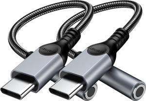 USB Type C to 3.5mm Headphone Jack Adapter (2-Pack) USB C to Aux Audio Dongle Cable Cord for iPhone 15 Pro Max Pro Plus Pixel  Galaxy S24 S23 S22+ S21 S20 Ultra S20+ iPad Pro-Grey