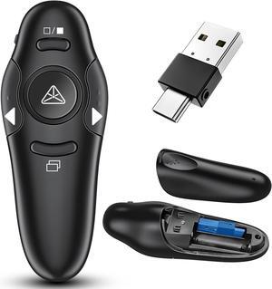 2-in-1 USB Type C Presentation Clicker Wireless Presenter Remote Clicker for PowerPoint Presentations with Laser Pointer RF 2.4GHz USB C PowerPoint Clicker Slide Advancer for Computer/Mac/Laptop