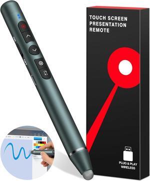 Rechargeable Presentation Clicker Stylus Pen for Touch Screen Wireless Presenter Remote USB PowerPoint Clicker Slide Advancer with Hyperlink Volume Control for Mac/Computer