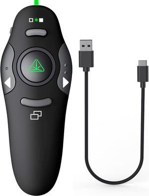 Presentation Clicker Green Laser Pointer for Powerpoint Presentations Rechargeable Wireless Presenter Remote Slide Clicker for Laptop Computer