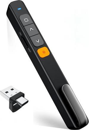 2-in-1 USB Type C Wireless Presenter Remote Hyperlink Volume Control Presentation Clicker for PPT Clicker RF 2.4GHz Presentation Remote Slide Advancer for PowerPoint Mac Laptop Keynote.