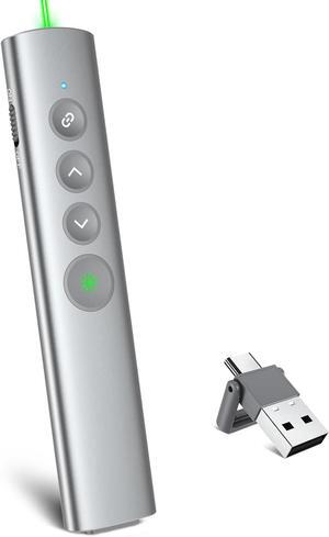Rechargeable Presentation Clicker Wireless with Green Laser Pointer for Presentation Presenter remote Presentation Clicker Slide Advancer Keynote/PPT/Classroom Mac/Windows/Linux
