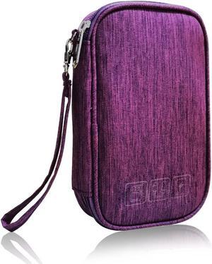 Electronic Organizer Bag Cable Organizer Travel Cord Organizer Case Pouch Portable Carrying Case for Charger Hard Drive Earphone USB SD Card (Purple)