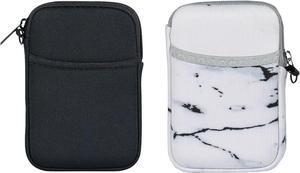 External Hard Drive Portable Carrying Case Waterproof Shockproof 2.5 inch Hard Drive Storage Carrying Bag for /WD/Toshiba/Maxone External Hard Drive(2-Pack) (Black + Marble White)