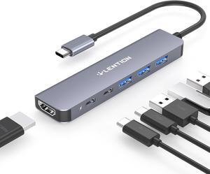 LENTION USB C Hub, 6 in 1 USB C to USB Adapter, USB C Multiport Hub with 4K HDMI Port, 1 USB-C Data Port, 3 5Gbps USB-A Ports, 100W PD and for New MacBook Pro, Mac Air and More (CE35s, Space Gray)