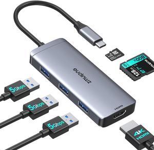 USB C Hub Adapter for MacBook Pro Air USB-C HDMI Port Dongle for Mac Converter 6 in 1 with 4K HDMI,USB 3.0 Ports,SD,TF for MacBook m1 m2 iPhone 15 Dell XPS HP Lenovo Surface and Other Type C Devices