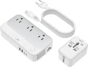 Universal Voltage Converter us to Europe, 220v to 110v Power Travel Converter Combo, 250W Step Down European Adapter 220 to 110 for UK Italy, Transformer European Travel Plug for Curly Hair Stick