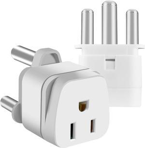 US to South Africa Power Adapter South Africa Travel Plug Travel Converter Adapter for South Africa Type M Plug Adaptor 2 Pack White