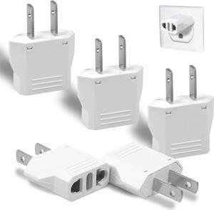 6 Pack European to US Plug Adapter Travel Small European to American Outlet Plug Adapter European Plug Adapter to USA Power Converter (White)
