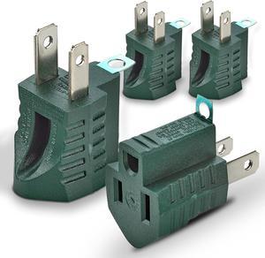3-Prong to 2-Prong Grounding Adapter Plug - 4 Piece for Wall Outlets - Converters for Outlets Electrical Household Workshops Industrial Machinery Appliances - UL Listed Gray Polarized