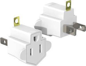 2 Pack Plug Adapter ETL Listed Grounding 2 to 3 Prong Outlet Adapter 3 Prong Electrical Adapter Portable Fireproof Resistant Small Plug Extender for Household Appliances and Office.