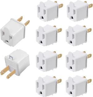 Grounded Adapter 3-Prong to 2-Prong Outlet Converter - 3 Pin to 2 Pin Plug Socket Adapter Extension for Electrical Cord Household Workshops Industrial Machinery (10 Pack)