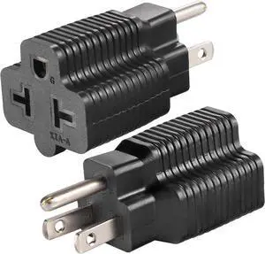 [4-in-1] NEMA 5-15R to 5-15P 5-20P 6-15P 6-20P Adapter 15 Amp Household Plug to 20 Amp T-Blade Female Adapter 15 Amp Male to 20 Amp Female Plug Outlet 3 Prong Household T-Blade Adapter (1)
