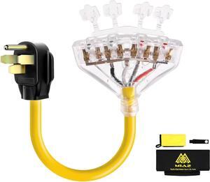 50 amp to 20 amp Adapter 110 RV Distribution NEMA 14-50P Male to 4X 5-20R 1.5 FT Household Outlet Female with Dust Protection Caps