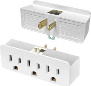 Grounded Adapter 3-Prong to 2-Prong Triple Outlet Converter - UL Listed 3 Pin to 2 Pin Polarized Plug Extender Power Strip Wall Plug Splitter with 3 AC Outlets for Household Appliances (1)