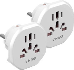 [2-Pack] Type E F Plug Adapter Germany France Travel Plug Adapter South Korea Outlet Adapter Schuko Power Adaptor for US to Europe EU Spain Iceland Korea Greece Russia German French