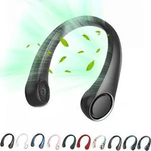 Portable Neck Fan, Hands Free Bladeless Fan, 360° Cooling Personal Fan,Wearable Quiet Fan for Outdoor Indoor, Birthday Gifts for Men Women Mom Dad, 4000mAh Battery USB Rechargeable, 3-Speeds(Black)