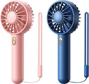 2-Pack Handheld Mini Fan Portable USB Rechargeable Small Hand Held Fan with Base Personal Desk Fan Super Compact Cooling Fan for Makeup Home Office Travel and Outdoor Activities