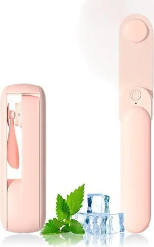 Portable Handheld Fan 2 IN 1 Mini Hand Fan Battery Operated [8-15 Working Hours] USB Rechargeable Personal Foldable Fan for Indoor Small Pocket Fan Travel Essentials for Outdoor (Pink)