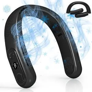 Neck Fan Rechargeable 4 Turbo 6000mAh Portable Neck Fan 360° Cooling Airflow 3 Speeds LED Battery Display Foldable Bladeless Neck Fan Personal Fan Gift for Work Travel Outdoor Activities Black