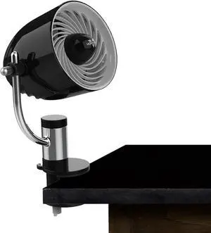 PIVOTC Personal Air Circulator Fan with Multi-Surface Clip Black (CR1-0387-06)