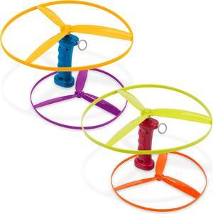Flying Disc Toy  2 Launchers & 4 Discs  Helicopter Playset  Outdoor Toys For Summer  3 Years +  Skyrocopter
