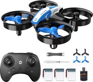 Mini Drone for Kids and Beginners RC Nano Quadcopter Indoor Small Helicopter Plane with Auto Hovering 3D Flips Headless Mode and 3 Batteries Great Gift Toy for Boys and Girls Blue