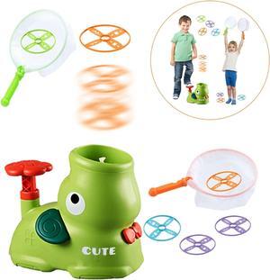 Outdoor Toys for Kids Ages 4-8 Flying Disc Launcher Toy for Kids with 8 Flying Discs 2 Net Pockets Kids Outside Toys for 4 5 6 7 8 Years Old Kids Gift for Birthday Christmas New Year(Green)
