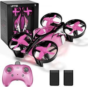 2 In 1 Mini Drones for Kids Remote Control Drone with Land Mode or Fly Mode LED Lights Auto Hovering 3D Flip Headless Mode and 2 Batteries Toys Gifts for Boys Girls (Harbor Pink)