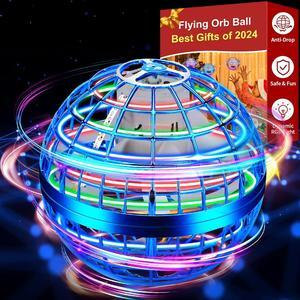 Flying Orb Ball Toy Flying Ball Drone Hand Controlled Galactic Fidget Spinner Ball Toys with LED Light Cosmic Globe Boomerang Ball for Christmas Birthday Gifts(Blue)