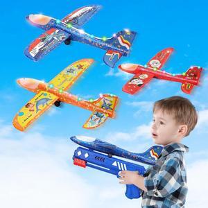 3 Pack Foam Airplane Launcher Toys LED Glider Catapult Plane with 2 Flight Modes Outdoor Toys for Boys Flying Plane Toys for Kids Birthday Gifts for 4 5 6 7 8 9 10 Year Old Boys Girls